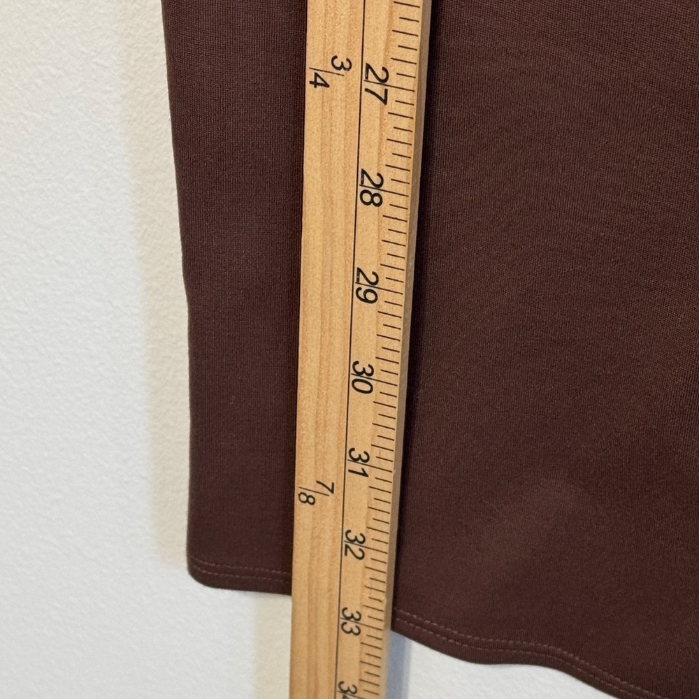 Abercrombie & Fitch Brown Midi Skirt Size XS Elevated Ponte Side Slit Stretch - Picture 8 of 8